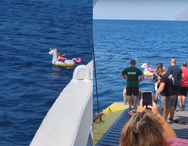Uma menina que tem entre três e quatro anos, cujo nome não foi revelado, ficou à deriva no mar dentro de uma boia de unicórnio
