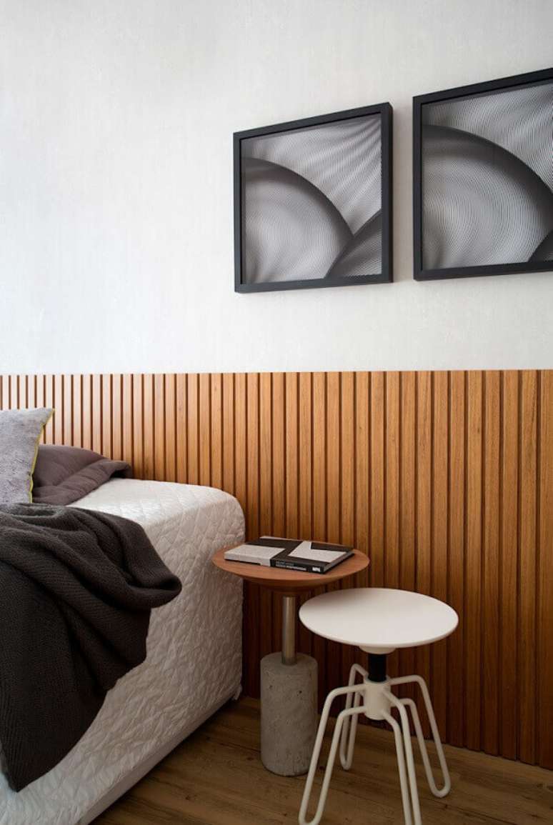 37. Decora&ccedil;&atilde;o com modelos de cabeceira de cama de casal de madeira &ndash; Foto: Conex&atilde;o D&eacute;cor