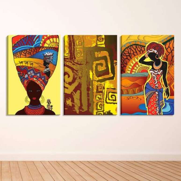 41. Quadros com estampas africanas coloridos – Via: Pump Up Decor