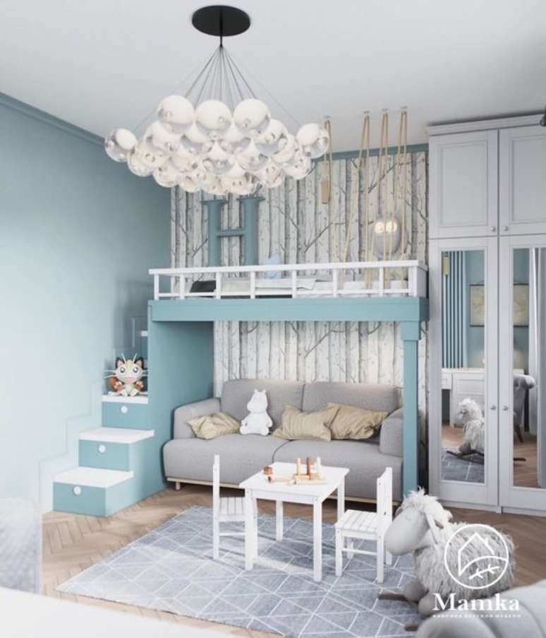32. Beliche planejada no quarto infantil azul &ndash; Via: Body art Style