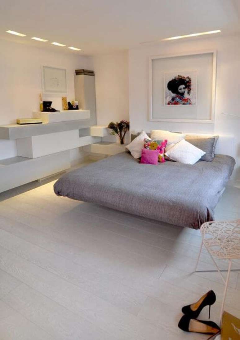 11. Cama flutuante no quarto &ndash; Via: DDecora&ccedil;&atilde;o