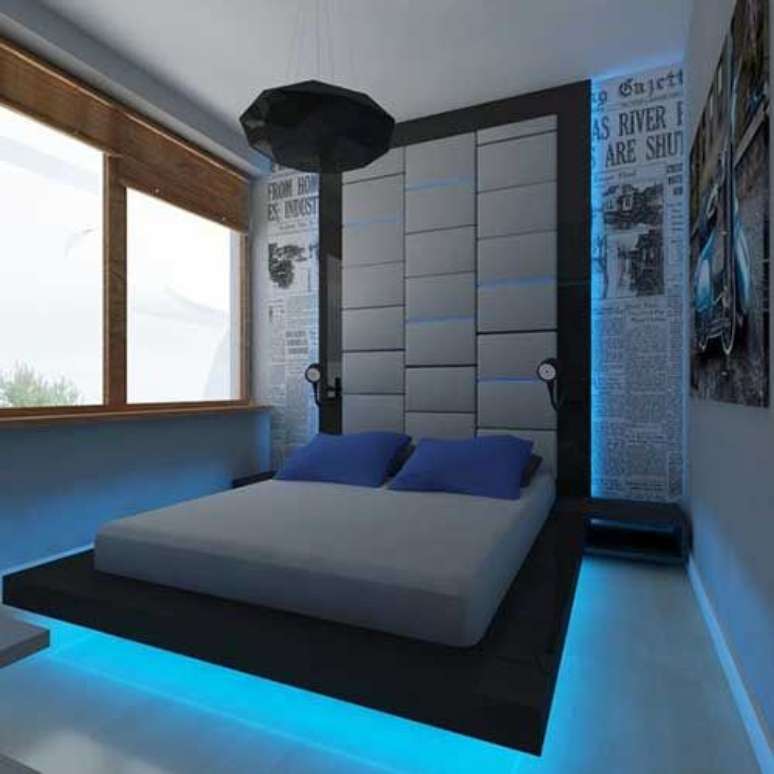 19. Aposte na modernidade da cama flutuante com led &ndash; Via: Sua Decora&ccedil;&atilde;o