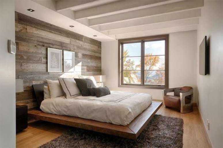 34. Cama flutuante no quarto moderno com poltrona &ndash; Via: Desing Center