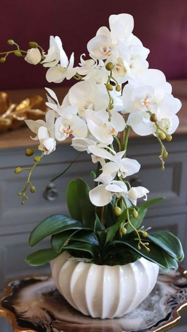 28. Vaso detalhado com orquídea branca – Via: Pinterest