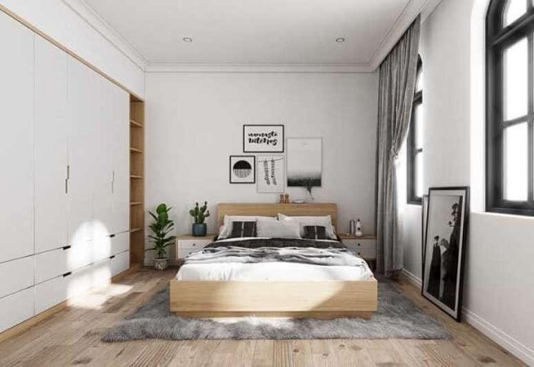 23. Para os que buscam por uma inspiração de quarto de casal, essa cama de viúva é uma ótima alternativa. Fonte: Pinterest
