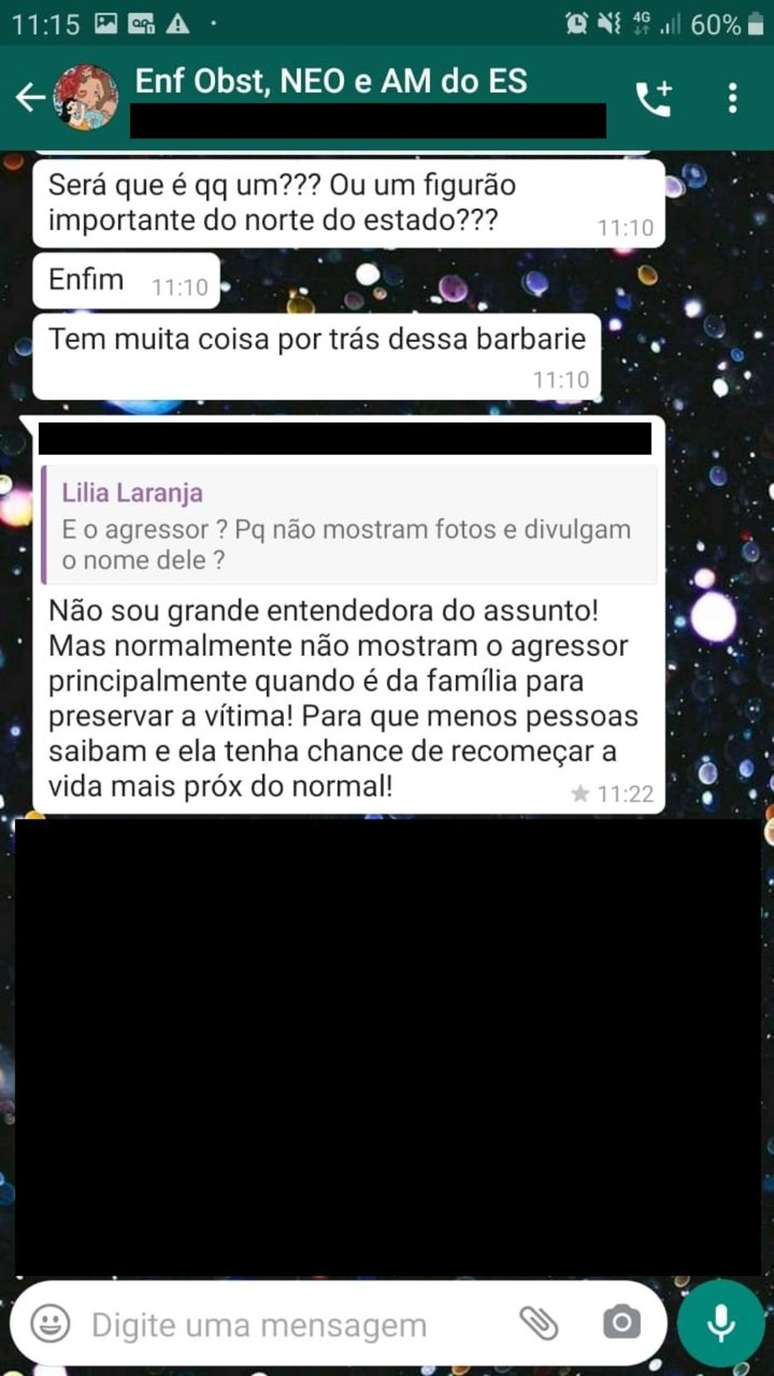 Grupo "Enf obst, NEO e AM do ES", que re&uacute;ne profissionais de enfermagem, discutiu caso da menina estuprada no ES