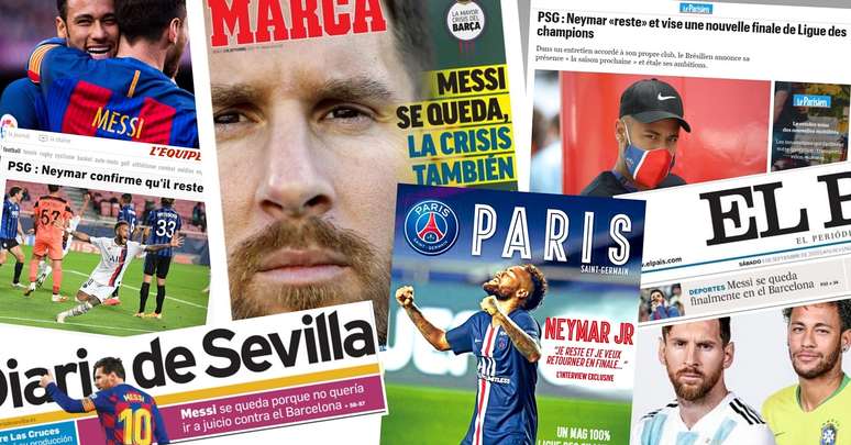 "Je reste", "Yo me quedo": Neymar e Messi reforçam o protagonismo na imprensa francesa e espanhola  