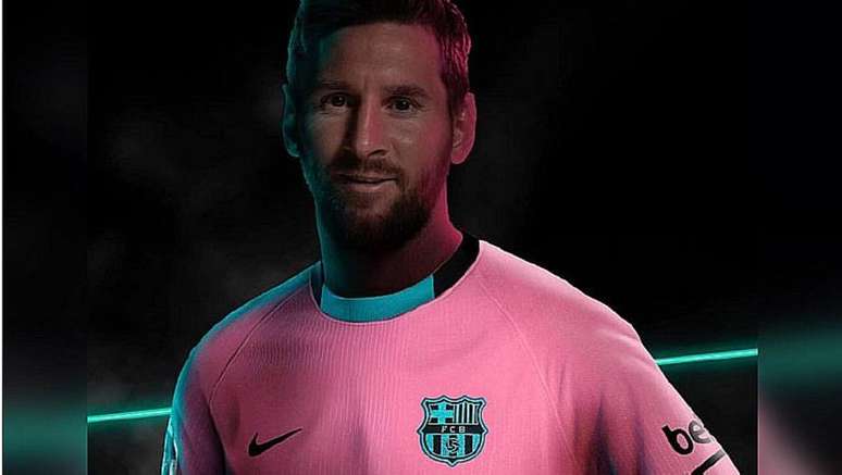 Messi é garoto-propaganda da nova terceira camisa do Barcelona para 2020/2021.