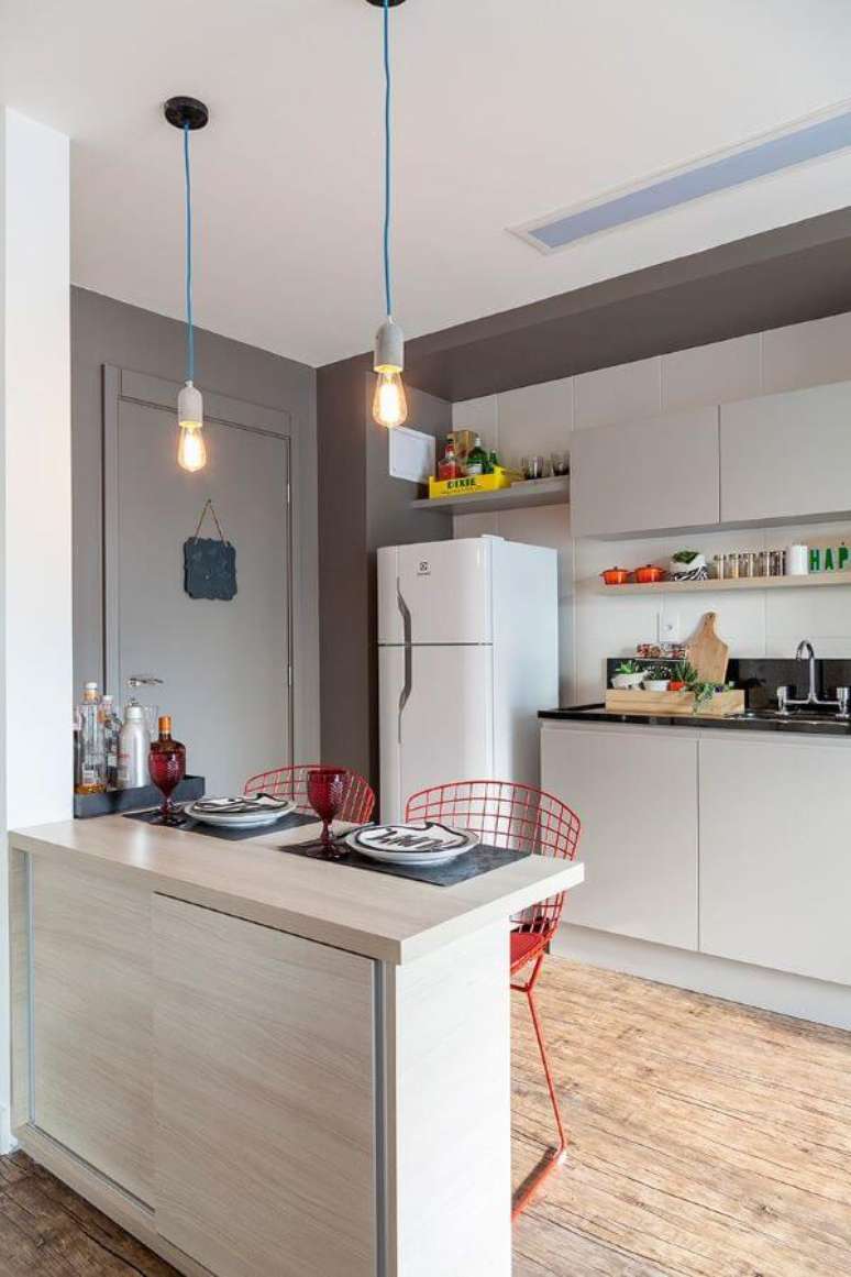 53. Cozinha americana branca – Via: K Arquitetura