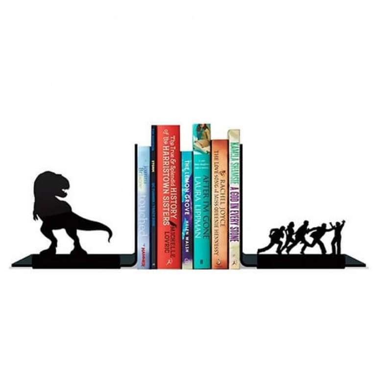 12. Modelo de suporte aparador de livros criativo com dinossauro. Fonte: Pinterest