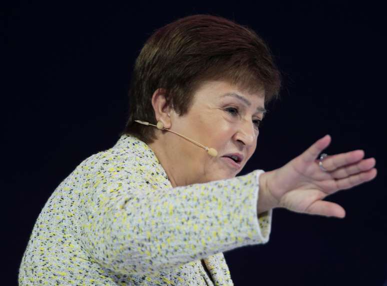 Kristalina Georgieva, diretora-gerente do Fundo Monetário Internacional, fala durante o Fórum Mundial das Mulheres em Dubai, Emirados Árabes Unidos, 16 de fevereiro de 2020. REUTERS/Christopher Pike