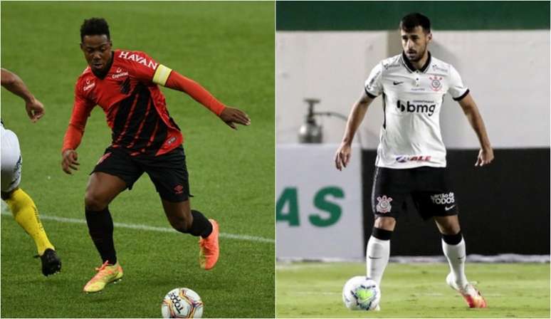 Troca entre Wellington e Camacho foi especulado nos últimos dias (Foto: Montagem/Athletico-PR/Corinthians)