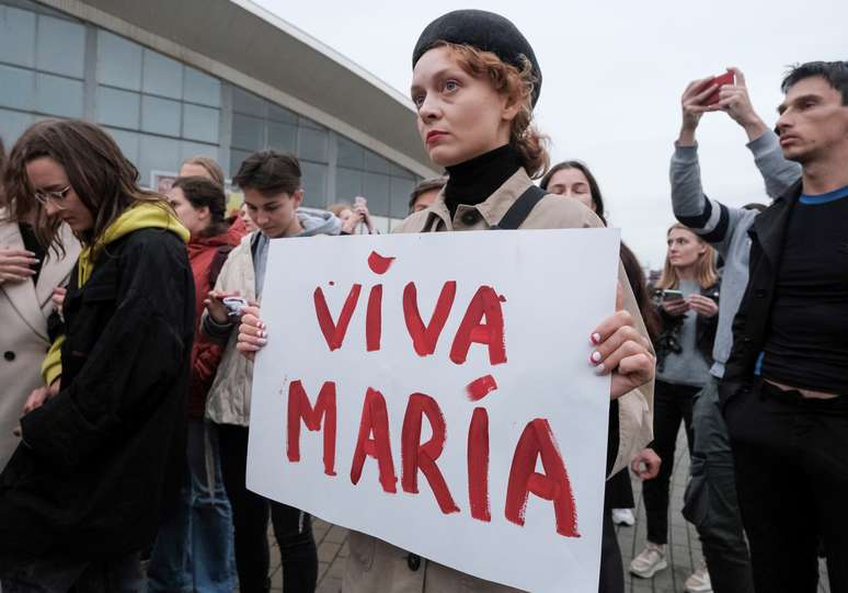 Ativistas participam de protesto em apoio a Maria Kolesnikova em Belarus
08/09/2020
BelaPAN/Divulga&ccedil;&atilde;o via REUTERS