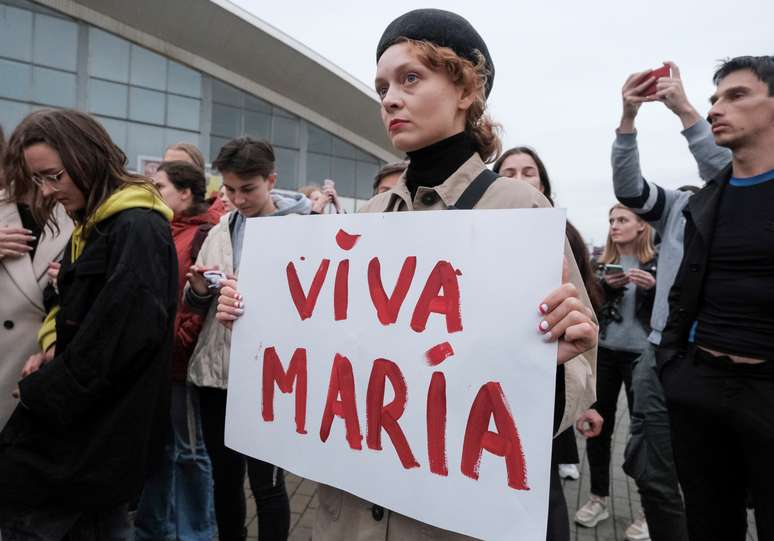 Ativistas participam de protesto em apoio a Maria Kolesnikova em Belarus
08/09/2020
BelaPAN/Divulgação via REUTERS