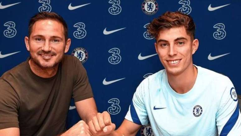 Técnico Lampard ao lado do reforço Kai Havertz 