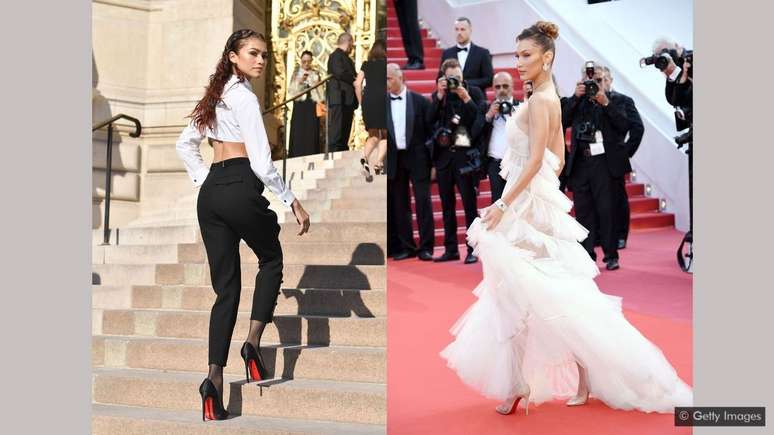 A atriz Zendaya e a modelo Bella Hadid estão entre as celebridades que ostentam Louboutins