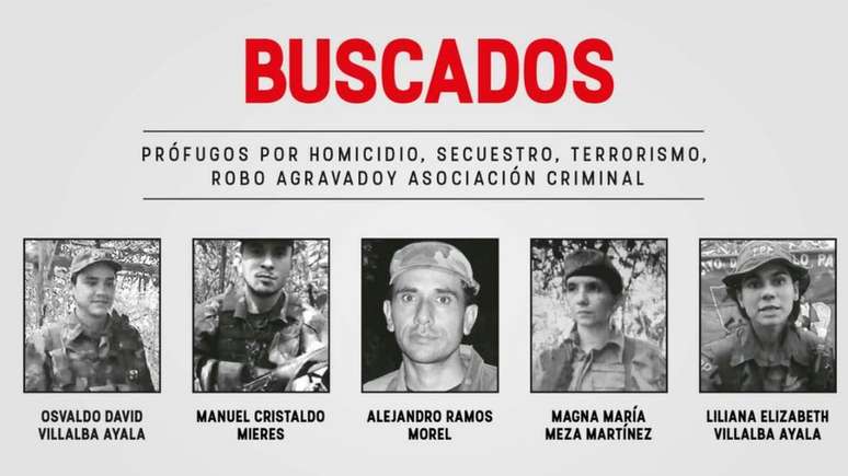 Cartaz do governo do Paraguai mostrando as pessoas procuradas pelo sequestro do ex-vice-presidente