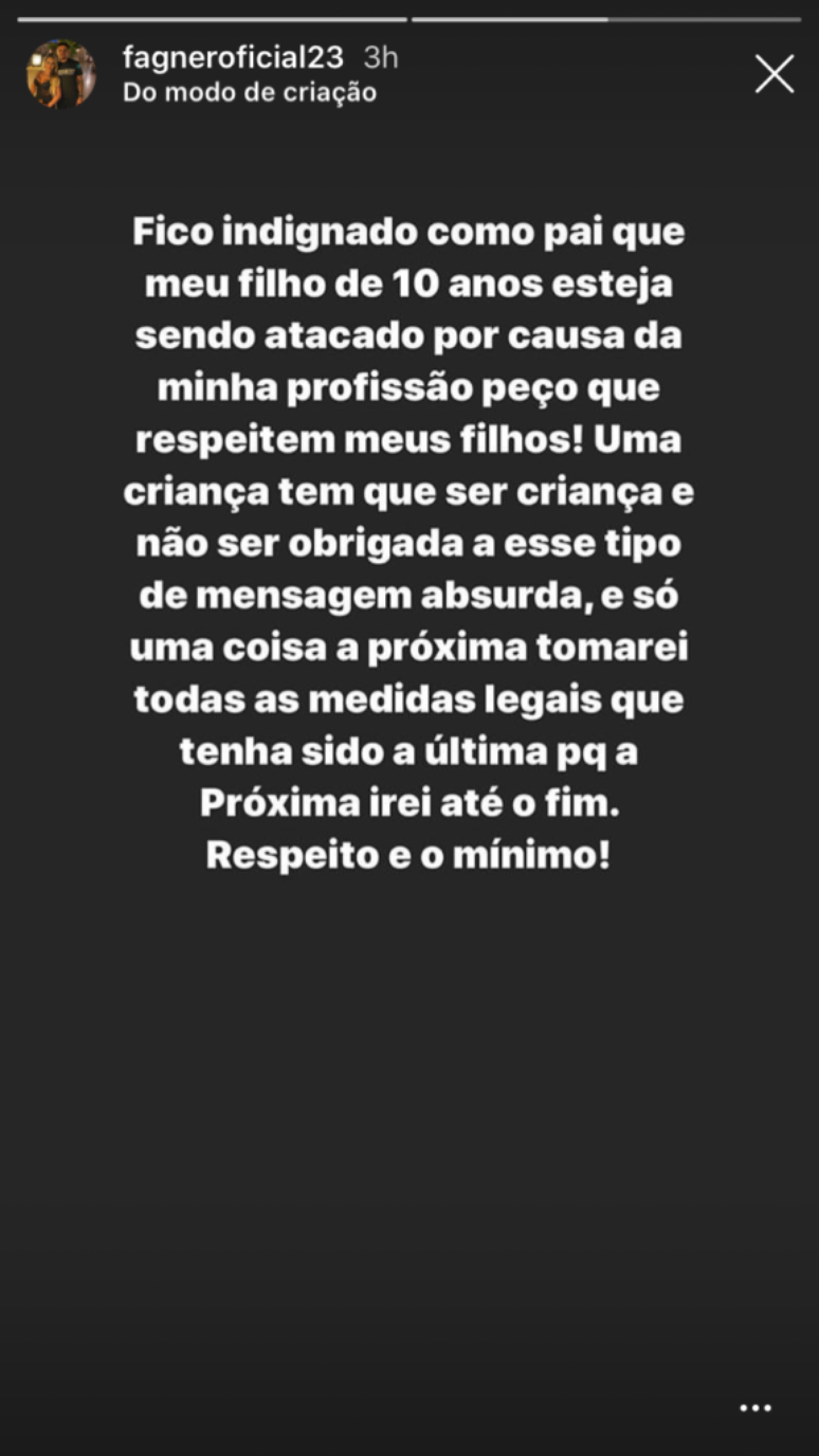 Mensagem de Fagner no Instagram (Foto: Reprodução)