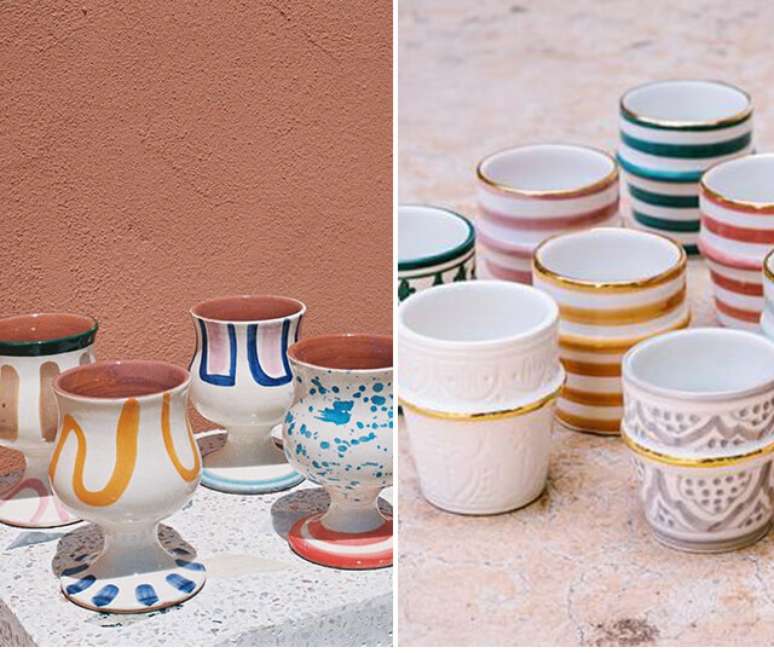 5. As louças e cerâmicas coloridas trazem um toque especial para a decoração marroquina. Fonte: Lrnce e Chabi Chic
