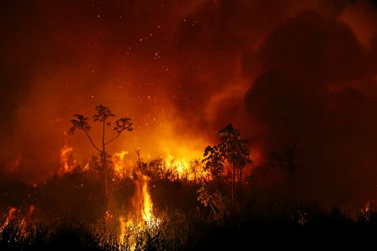 Fumaça e chamas de queimada no Pantanal, em Poconé, no Mato Grosso
03/09/2020
REUTERS/Amanda Perobelli
