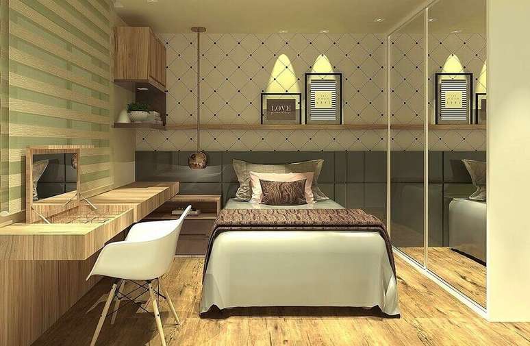 23. Decora&ccedil;&atilde;o moderna com jogo de quarto sob medida solteiro &ndash; Foto: Home Fashion Trend