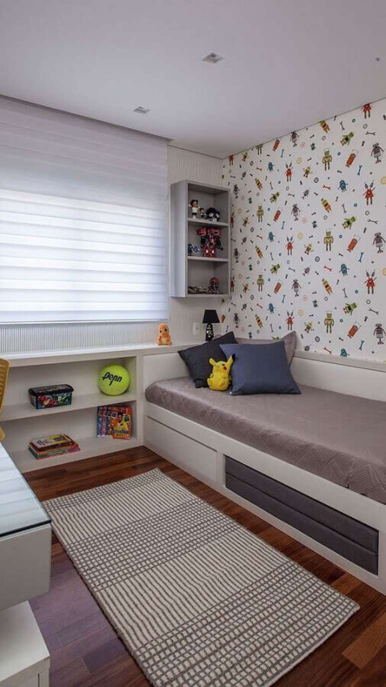 44. Papel de parede divertido para decora&ccedil;&atilde;o de quarto infantil sob medida &ndash; Foto: Habitare