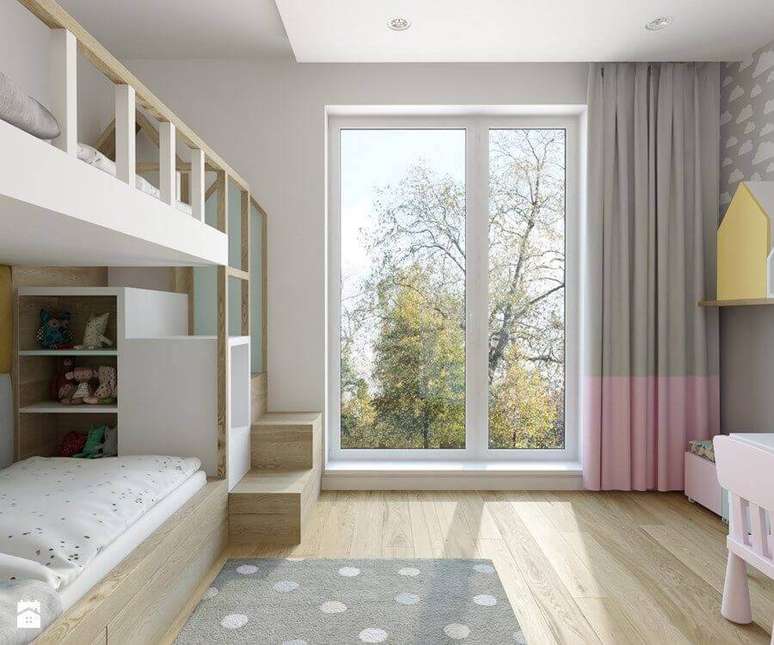 48. Decora&ccedil;&atilde;o de quarto infantil sob medida com cama beliche planejada &ndash; Foto: Eu Decoro