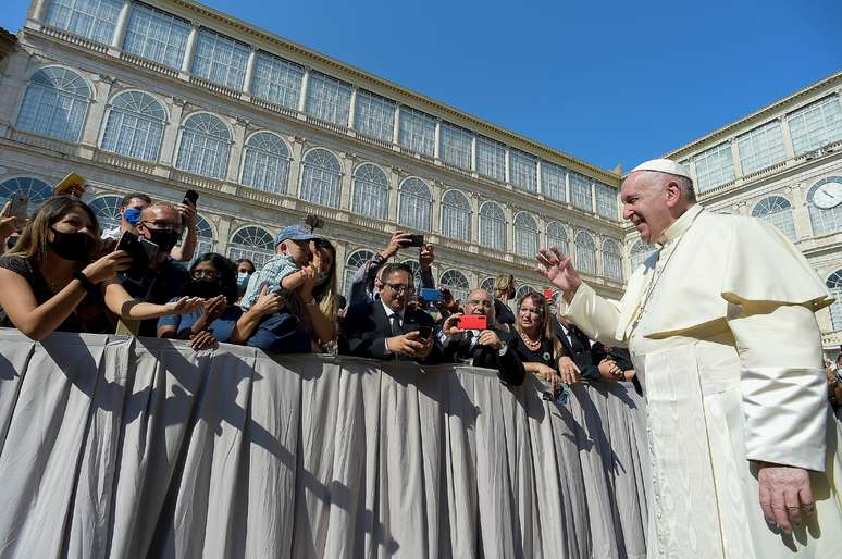 Papa Francisco durante audiência geral semanal no Vaticano
16/09/2020 Vatican Media/Divulgação via REUTERS