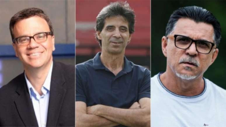 Mauro Beting, Mauro Galvão e Ricardo Rocha: a nova equipe para a Libertadores no "SBT" (Reprodução; Rafael Ribeiro/Vasco; Maurício Rummens/Fotoarena/Lancepress!)