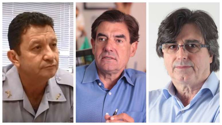Da esquerda para a direita, os candidatos coronel Usai (PRTB); Duarte Nogueira (PSDB) e Antônino Alberto Machado (PT)