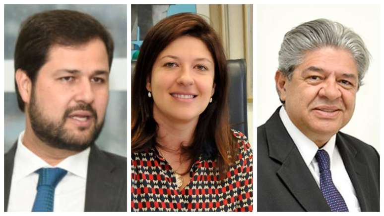 Da esquerda para a direita, os candidatos Luiz Fernando Machado (PSDB); Daniela da Câmara (PT) e Antônio de Pádua Pacheco (Podemos)