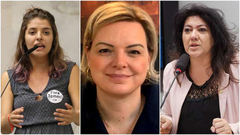 Da esquerda para a direita, os candidatos: Camila Lanes (PCdoB); Caroline Arns (Podemos); Christiane Yared (PL)