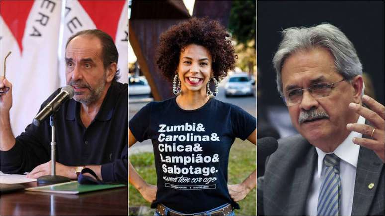 Da esquerda para a direita, os candidatos&nbsp;Alexandre Kalil (PSD);&nbsp;&Aacute;urea Carolina (PSOL); Nilm&aacute;rio Miranda (PT)