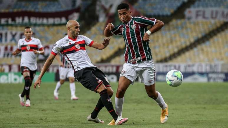 Marcos Paulo em confronto com o Atlético-GO, pela Copa do Brasil (Foto: Lucas Merçon/Fluminense)