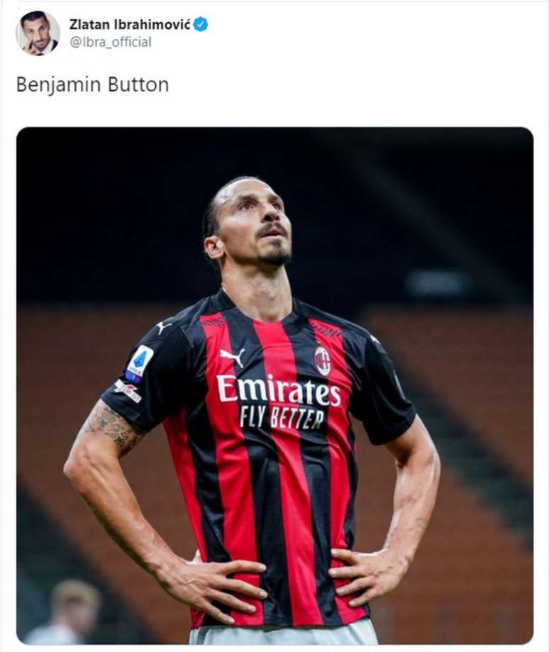 Ibrahimovic marca dois gols, Milan vence e atacante se valoriza nas redes sociais (Reprodução/ Twitter Ibrahimovic)