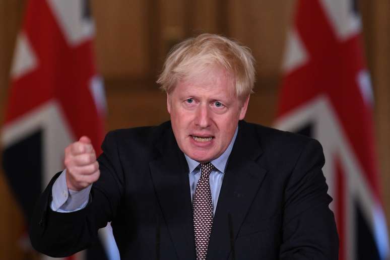 Premi&ecirc; brit&acirc;nico, Boris Johnson, durante coletiva de imprensa virtual 
09/09/2020
tefan Rousseau/Pool via REUTERS
