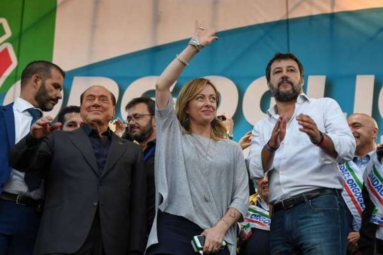 Berlusconi, Meloni e Salvini, os pilares da coalizão de direita na Itália
