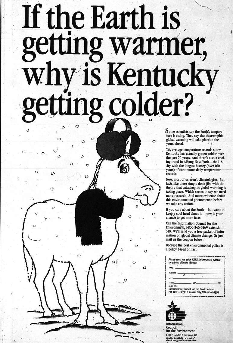 'Se o mundo está esquentando, como é que (o Estado de) Kentucky está ficando mais frio?': um exemplo da argumentação usada pela indústria, contrariando o entendimento científico de suas próprias equipes a respeito do aquecimento global
