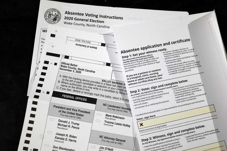 Formulários para votação pelos Correios na eleição norte-americana deste ano
04/09/2020
REUTERS/Jonathan Drake
