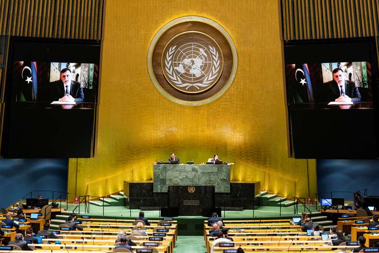 Vista de sessão da 75ª assembleia anual da Organização das Nações Unidas. 24/9/2020. United Nations/Handout via REUTERS 