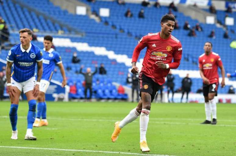 Rashford decidiu jogo duro contra o Brighton pela Premier League (GLYN KIRK / POOL / AFP)