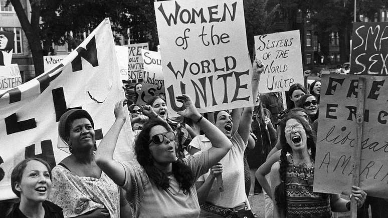 Manifestação do movimento pelos direitos das mulheres em Washington em 1970