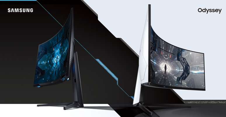 Os dois novos monitores da linha Odyssey da Samsung: à esquerda, o G7; à direita, o G9