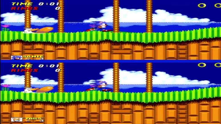 Chega de fazer o primo mais novo fingir que tá jogando: Sonic 2 permitia multiplayer.