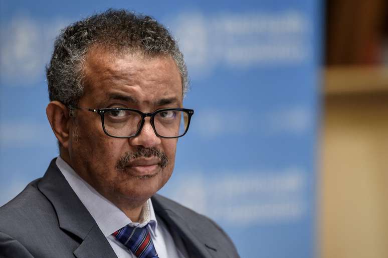 Diretor-geral da OMS, Tedros Adhanom Ghebreyesus, durante entrevista coletiva em Genebra
03/07/2020 Fabrice Coffrini/Pool via REUTERS