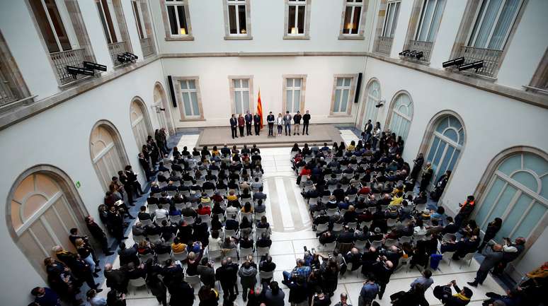 Presidente da assembleia regional da Catalunha, Roger Torrent, discursa no auditório da assembleia
24/03/2018
REUTERS/Albert Gea