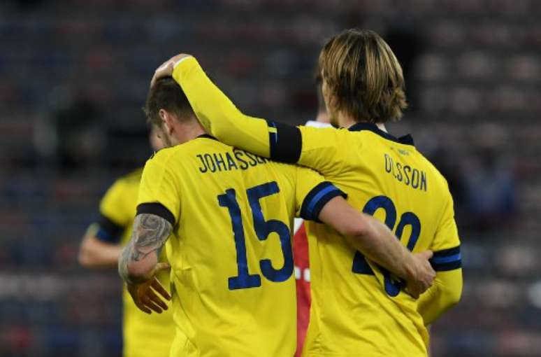 Johansson marcou o segundo gol sueco (Foto: NATALIA KOLESNIKOVA / AFP)