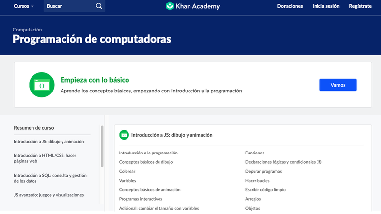 Reprodução do site da Khan Academy