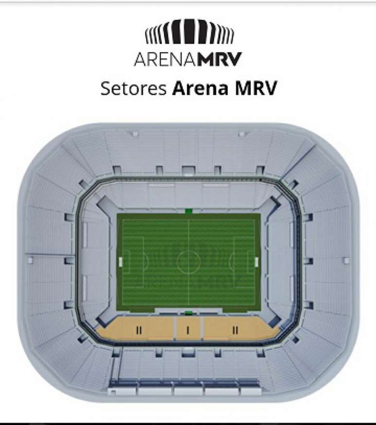As cadeiras cativas da Arena MRV estarão localizadas em um ponto de boa visualização do o campo-(Reprodução/Arena MRV)