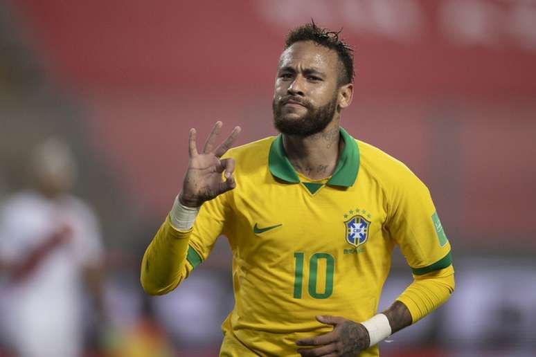 Neymar vibra ao marcar o terceiro gol do Brasil - (Lucas Figueiredo/CBF)